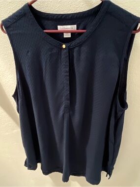 Liz Claiborne Women's Sleeveless Top Diamond Print Blue Navy Size XXL